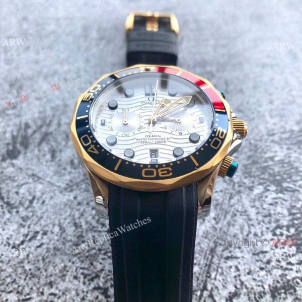 Replica Omega Seamaster 300m Watches Two Tone Blue Chronograph Omega Clone Watch Replica Omega Seamaster 300m Watches Two Tone Blue Chronograph Omega Clone Watch