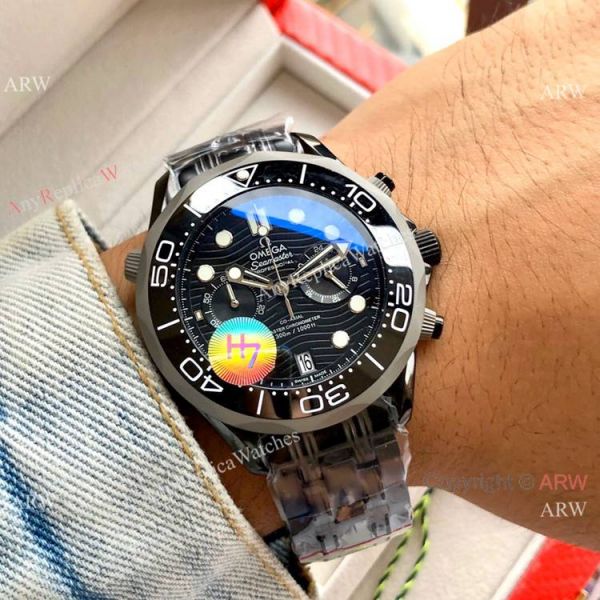 Solid Black Omega Seamaster 300M Chronograph Watch Replica Solid Black Omega Seamaster 300M Chronograph Watch Replica