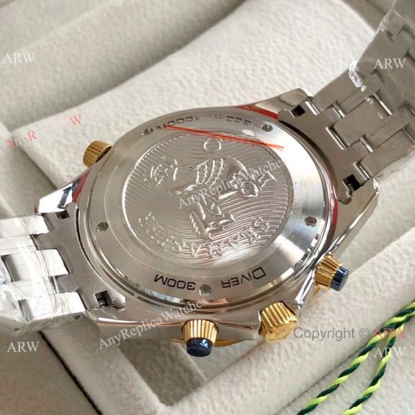 Copy Omega Seamaster 300M Chronograph Watch Two Tone Rose Gold Dark Blue Dial Copy Omega Seamaster 300M Chronograph Watch Two Tone Rose Gold Dark Blue Dial