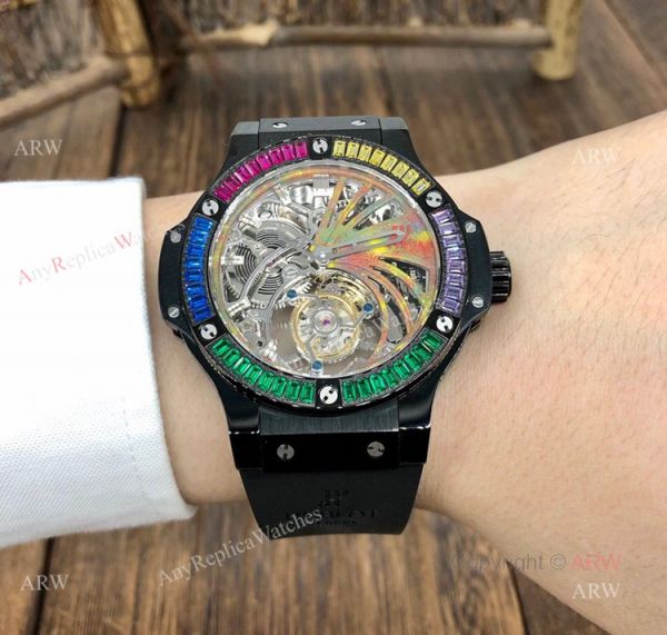 1:1 Swiss Replica Hublot Tourbillon Skeleton Big Bang Black Rainbow Watch 1:1 Swiss Replica Hublot Tourbillon Skeleton Big Bang Black Rainbow Watch