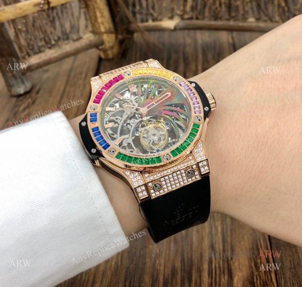 1:1 Quality Replica Hublot Tourbillon Skeleton Rose Gold Rainbow Watch 1:1 Quality Replica Hublot Tourbillon Skeleton Rose Gold Rainbow Watch