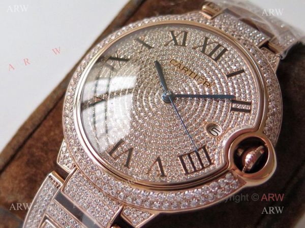 (TW) Swiss Quality Replica Cartier Ballon Bleu Rose Gold Diamond Watches (TW) Swiss Quality Replica Cartier Ballon Bleu Rose Gold Diamond Watches
