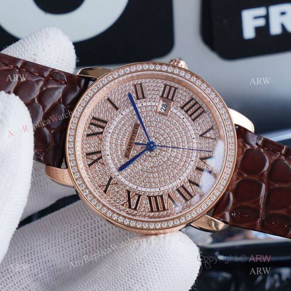 High Quality Cartier Ronde Solo 42mm rose gold Diamond Replica Watch High Quality Cartier Ronde Solo 42mm rose gold Diamond Replica Watch