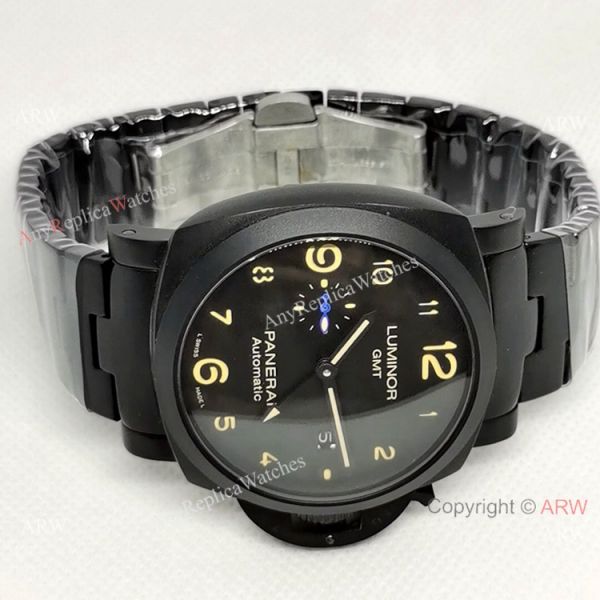 Fake Panerai Luminor GMT PAM 1441 Men Watch Black Steel Fake Panerai Luminor GMT PAM 1441 Men Watch Black Steel