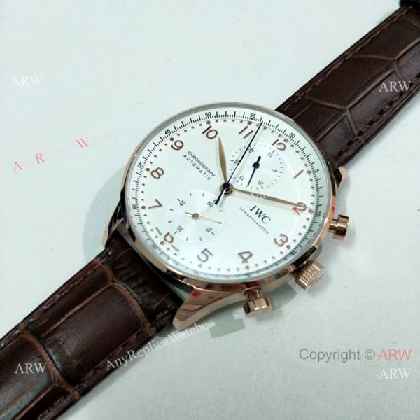 IWC Portuguese Rattrapante Rose Gold Watch Automatic Movement IWC Portuguese Rattrapante Rose Gold Watch Automatic Movement