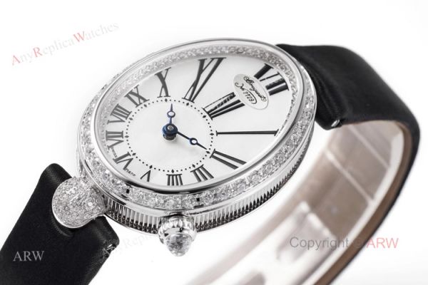 Replica Breguet Reine De Naples Watch White Roman Numberals With Diamond Bezel Replica Breguet Reine De Naples Watch White Roman Numberals With Diamond Bezel
