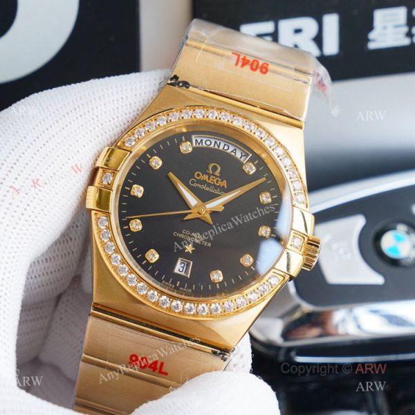 1:1 Swiss Quality Copy Omega Constellation Double Eagle Black Diamond Watch 38mm 1:1 Swiss Quality Copy Omega Constellation Double Eagle Black Diamond Watch 38mm