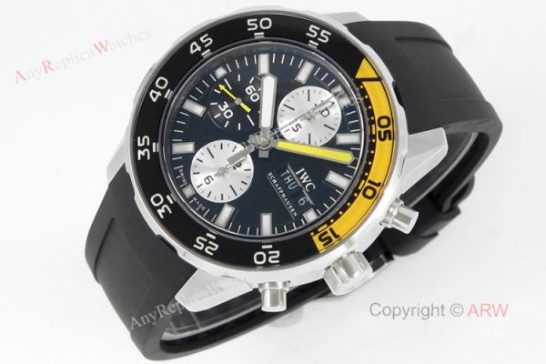 Replica IWC Aquatimer Chronograph Black Yellow Bezel Asia 7750 Watch 44mm Replica IWC Aquatimer Chronograph Black Yellow Bezel Asia 7750 Watch 44mm