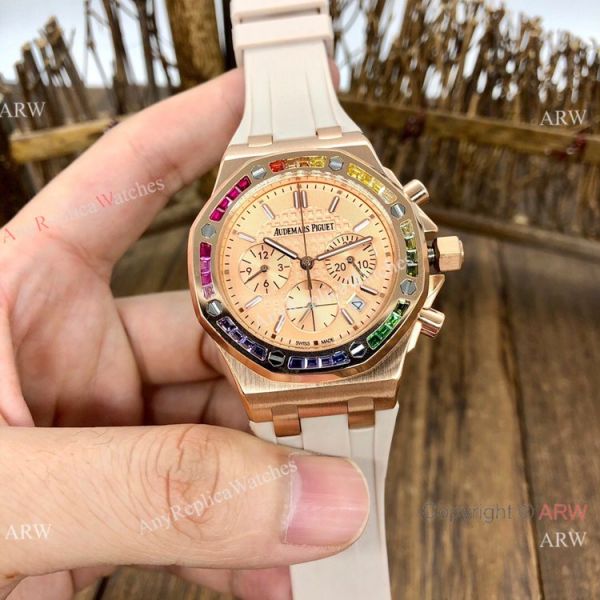 Women Audemars Piguet Royal Oak Offshore Watches Rainbow Bezel Green Dial Women Audemars Piguet Royal Oak Offshore Watches Rainbow Bezel Green Dial