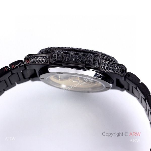High Quality Replica Iced Out Patek Philippe Nautilus Black Diamonds Automatic Watch 40mm High Quality Replica Iced Out Patek Philippe Nautilus Black Diamonds Automatic Watch 40mm