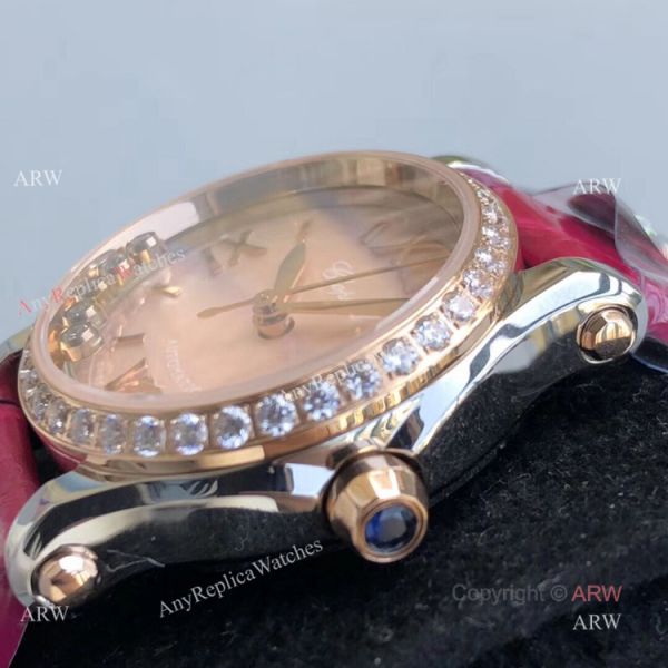 Swiss Replica Chopard Happy Diamonds Ladies Watch With Rose Gold Diamond Bezel Swiss Replica Chopard Happy Diamonds Ladies Watch With Rose Gold Diamond Bezel