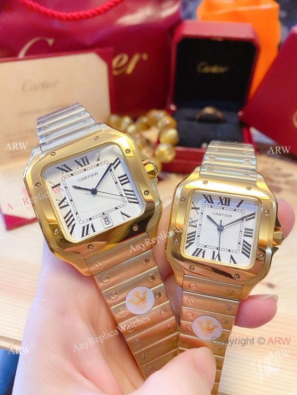 New! Japan Grade Santos De Cartier Couple Watch Stainless Steel Roman Markers New! Japan Grade Santos De Cartier Couple Watch Stainless Steel Roman Markers