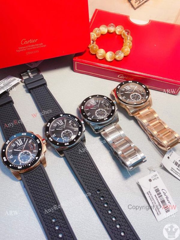 New! Replica Cartier Calibre de Quartz Watches Black Dial Rose Gold New! Replica Cartier Calibre de Quartz Watches Black Dial Rose Gold