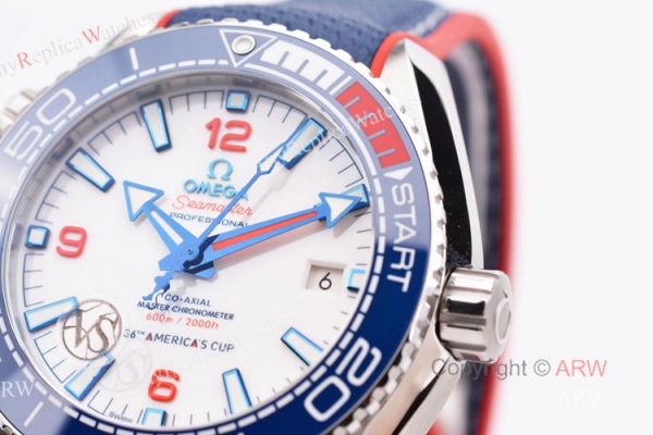 VS Factory Omega Seamaster Planet Ocean 600m White Red Blue Ceramic Bezel Americas Cup Replica Watch VS Factory Omega Seamaster Planet Ocean 600m White Red Blue Ceramic Bezel Americas Cup Replica Watch