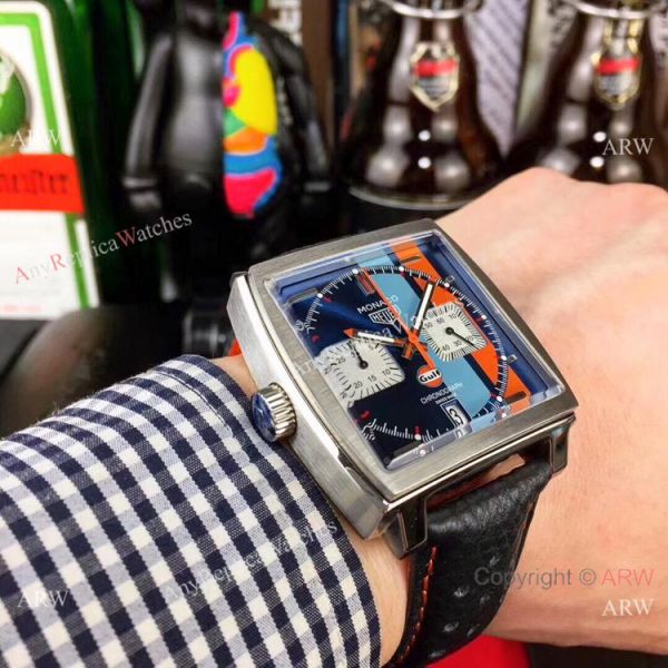 Replica TAG Heuer Monaco Gulf Leather Strap Watches 39mm Replica TAG Heuer Monaco Gulf Leather Strap Watches 39mm