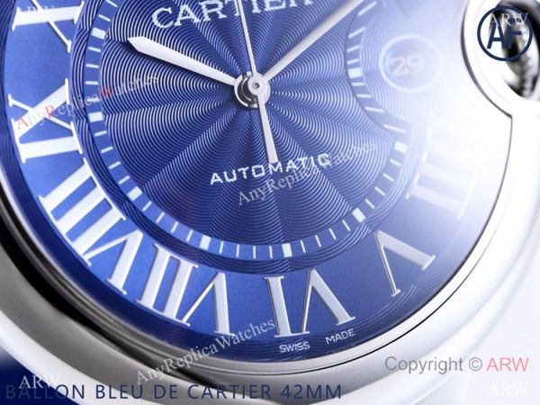 AF Swiss Grade Copy Cartier Ballon Bleu Watch 42mm Blue Dial AF Swiss Grade Copy Cartier Ballon Bleu Watch 42mm Blue Dial