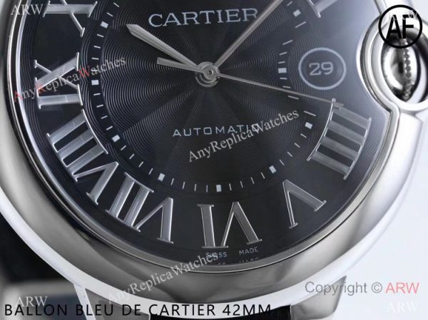 Swiss Replica Cartier Ballon Bleu Watch Black Dial Leather Strap 42mm Swiss Replica Cartier Ballon Bleu Watch Black Dial Leather Strap 42mm