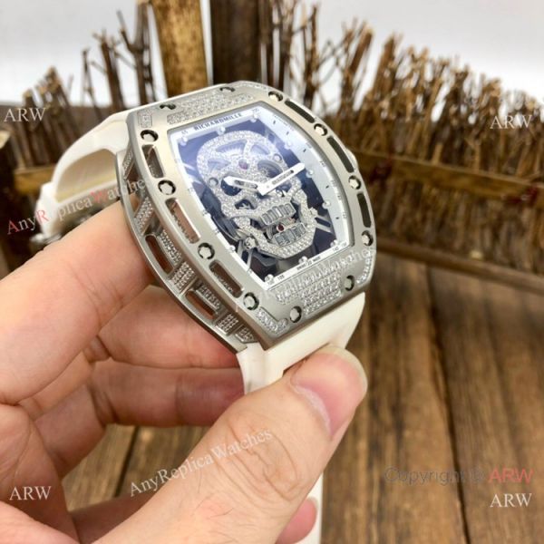 Luxury Replica Richard Mille Diamond Skull RM52-01 Watches Black Rubber Strap Luxury Replica Richard Mille Diamond Skull RM52-01 Watches Black Rubber Strap