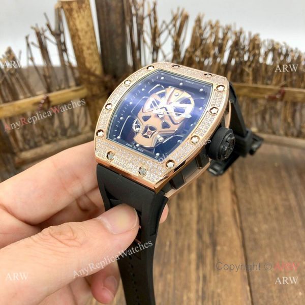 NEW! Replica Richard Mille RM52-06 Tourbillon Mask Watches Rose Gold Diamond NEW! Replica Richard Mille RM52-06 Tourbillon Mask Watches Rose Gold Diamond