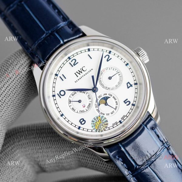 Swiss Copy IWC Portugieser Perpetual Calendar Watch Blue Leather Strap Swiss Copy IWC Portugieser Perpetual Calendar Watch Blue Leather Strap