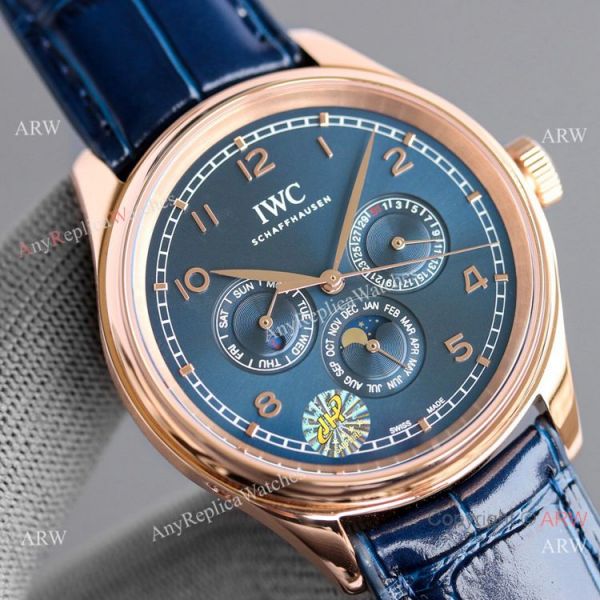 Swiss AAA IWC Portugieser Perpetual Calendar Replica Watch Rose Gold Blue Dial Swiss AAA IWC Portugieser Perpetual Calendar Replica Watch Rose Gold Blue Dial
