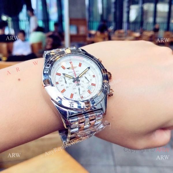 Rose Gold Breitling Chronomat B01 Replica Watches 43mm Rose Gold Breitling Chronomat B01 Replica Watches 43mm