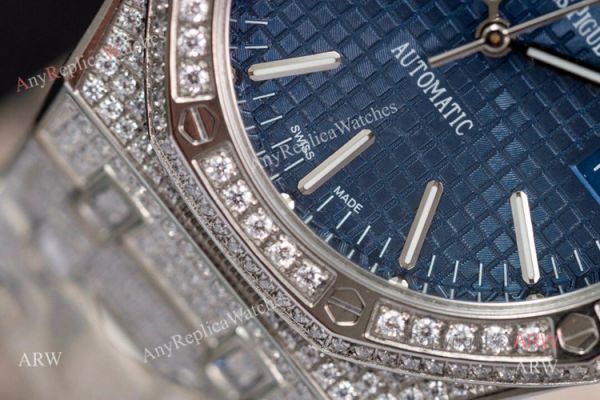 Iced Out Audemars Piguet 15400 Blue Dial Swiss 3120 Replica Watches 41mm Iced Out Audemars Piguet 15400 Blue Dial Swiss 3120 Replica Watches 41mm