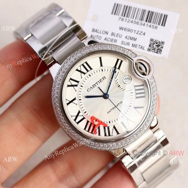 Swiss Grade Copy Cartier Ballon Bleu 42mm Watch Rhodium Dial Swiss Grade Copy Cartier Ballon Bleu 42mm Watch Rhodium Dial