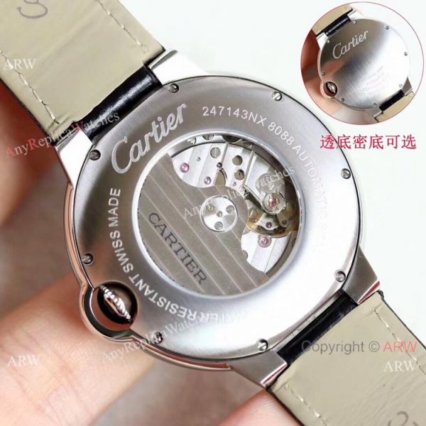 Swiss Fake Cartier Ballon Bleu 42mm XL Watch White Dial Black Leather Strap Swiss Fake Cartier Ballon Bleu 42mm XL Watch White Dial Black Leather Strap