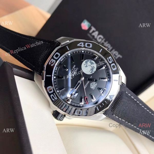 Super Clone TagHeuer Aquaracer Calibre 5 Watch Black Leather Strap Super Clone TagHeuer Aquaracer Calibre 5 Watch Black Leather Strap