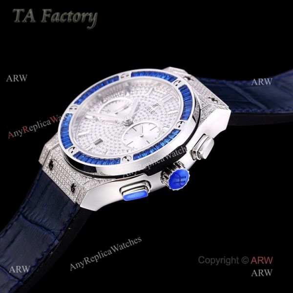 45mm Hublot Big Bang Blue Diamond Bezel Iced Out Watch For Men Best Swiss Made 45mm Hublot Big Bang Blue Diamond Bezel Iced Out Watch For Men Best Swiss Made