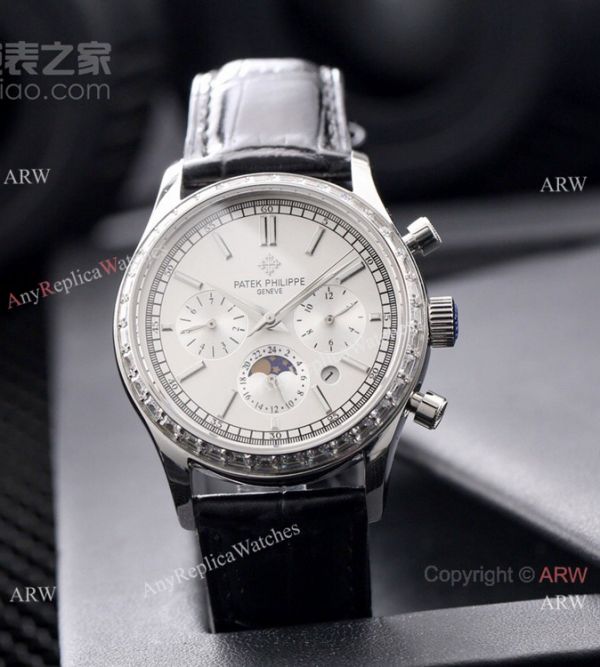 2021 New Patek Philippe Geneve Complications Swiss 9100 Watch Diamond Bezel Black Face 2021 New Patek Philippe Geneve Complications Swiss 9100 Watch Diamond Bezel Black Face