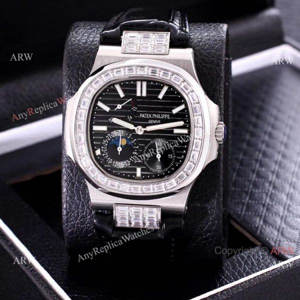 Clone Patek Philippe Nautilus Power Reserve Men Watches Diamond Bezel Gray Face Clone Patek Philippe Nautilus Power Reserve Men Watches Diamond Bezel Gray Face