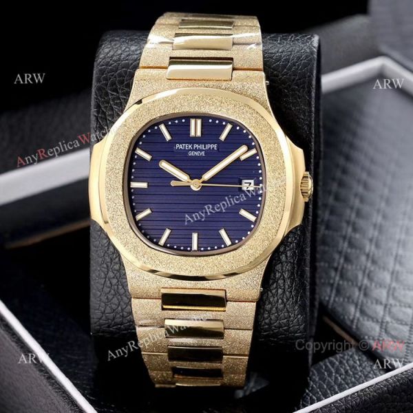 Copy Patek Philippe Nautilus Frosted Gold Watch with Luminous Dial Markers Copy Patek Philippe Nautilus Frosted Gold Watch with Luminous Dial Markers