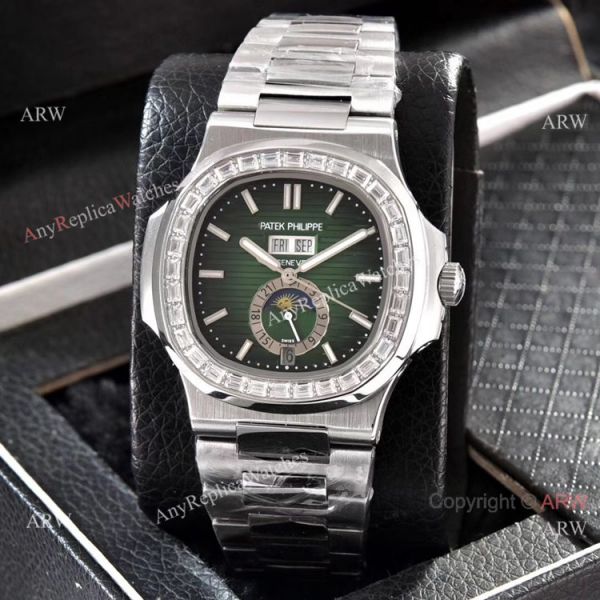 Patek Philippe Annual Calendar Copy Watches Stainless Steel with Diamond 40mm Patek Philippe Annual Calendar Copy Watches Stainless Steel with Diamond 40mm