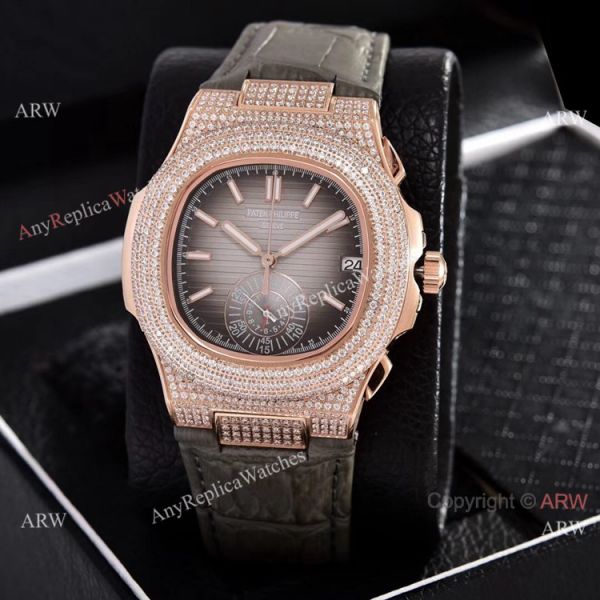 Japan Grade Patek Philippe Nautilus Chronograph Watches Rose Gold Diamond Case Japan Grade Patek Philippe Nautilus Chronograph Watches Rose Gold Diamond Case