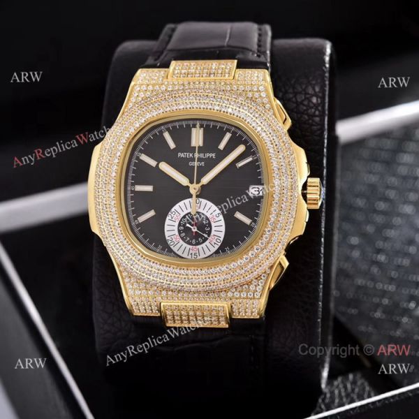 Japan Grade Copy Patek Philippe Nautilus Chrono Watches Gold Diamond Case Japan Grade Copy Patek Philippe Nautilus Chrono Watches Gold Diamond Case