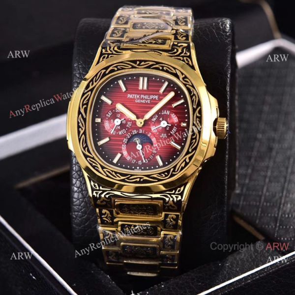 Knockoff Patek Philippe 5740 Nautilus Yellow Gold Engraving 40mm Knockoff Patek Philippe 5740 Nautilus Yellow Gold Engraving 40mm