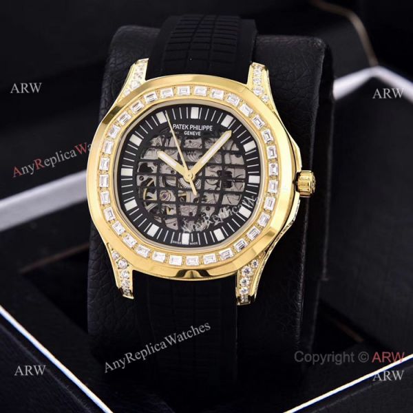 Replica Patek Philippe Aquanaut Watches Brown Hollow Dial Diamond Bezel Replica Patek Philippe Aquanaut Watches Brown Hollow Dial Diamond Bezel
