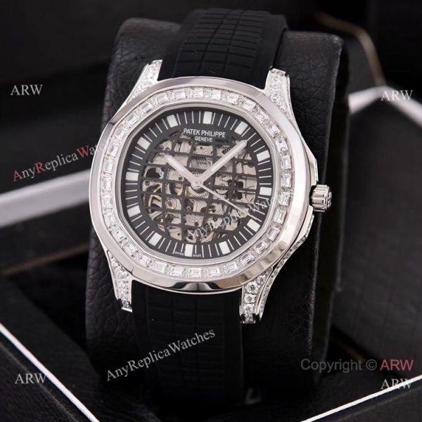 Copy Patek Philippe Aquanaut Watches Hollow Face Silver Diamond Bezel Copy Patek Philippe Aquanaut Watches Hollow Face Silver Diamond Bezel