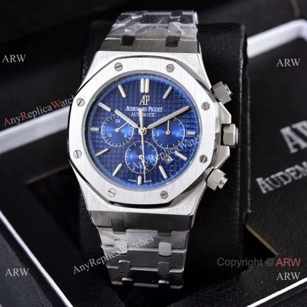 Knockoff Audemars Piguet Royal Oak 41mm Wrist Silver Steel Blue Sub-dials Knockoff Audemars Piguet Royal Oak 41mm Wrist Silver Steel Blue Sub-dials