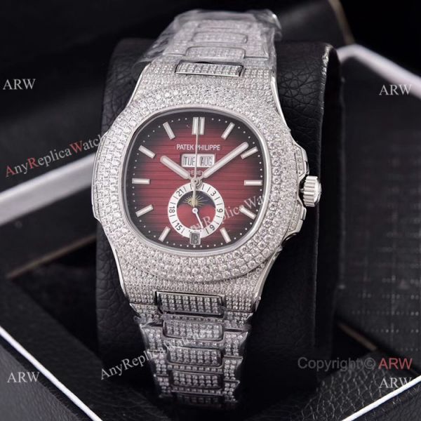 Patek Philippe Annual Calendar Full Diamonds Watches Gray Gradient Face 41mm Patek Philippe Annual Calendar Full Diamonds Watches Gray Gradient Face 41mm