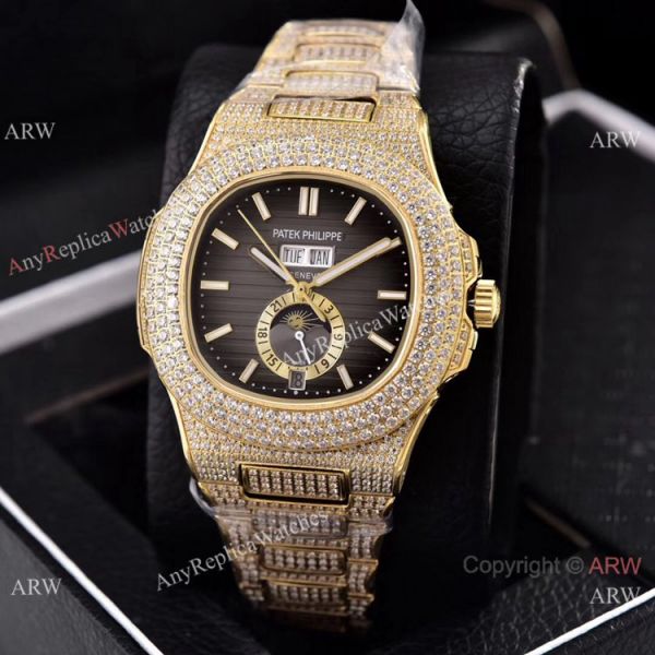 Patek Philippe Annual Calendar Full Diamonds 41mm Watches All Gold Case Patek Philippe Annual Calendar Full Diamonds 41mm Watches All Gold Case