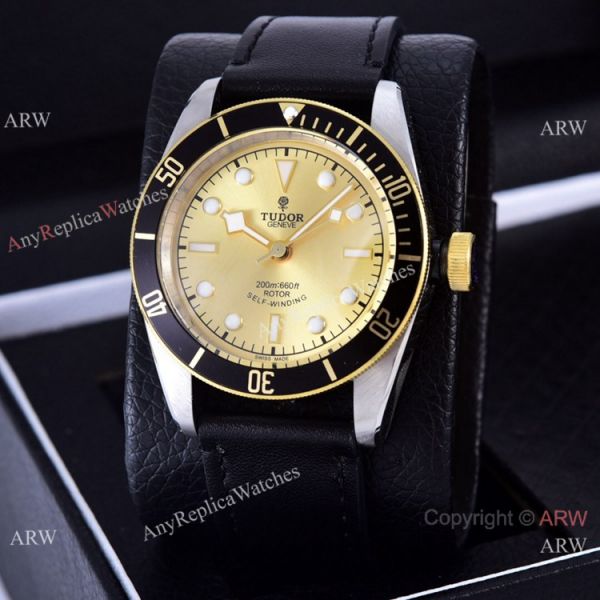 Clone Tudor Heritage Black Bay Watches Two Tone Leather Strap Clone Tudor Heritage Black Bay Watches Two Tone Leather Strap