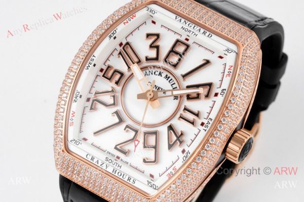 ABF Copy Franck Muller Vanguard V45 Rose Gold Diamonds Watch with Crazy Hour ABF Copy Franck Muller Vanguard V45 Rose Gold Diamonds Watch with Crazy Hour