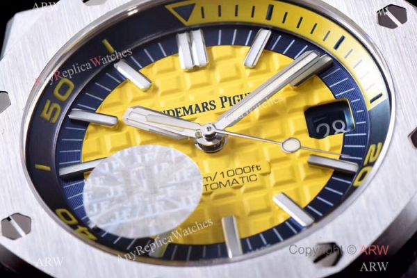 JF Factory V8 1:1 Best Audemars Piguet Divers Watch Yellow Dial 3120 Movement JF Factory V8 1:1 Best Audemars Piguet Divers Watch Yellow Dial 3120 Movement