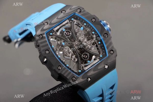 KV Factory 1:1 Best Copy Richard Mille Tourbillon Pablo Mac Donough RM 53-01 Watch Blue Rubber Strap KV Factory 1:1 Best Copy Richard Mille Tourbillon Pablo Mac Donough RM 53-01 Watch Blue Rubber Strap