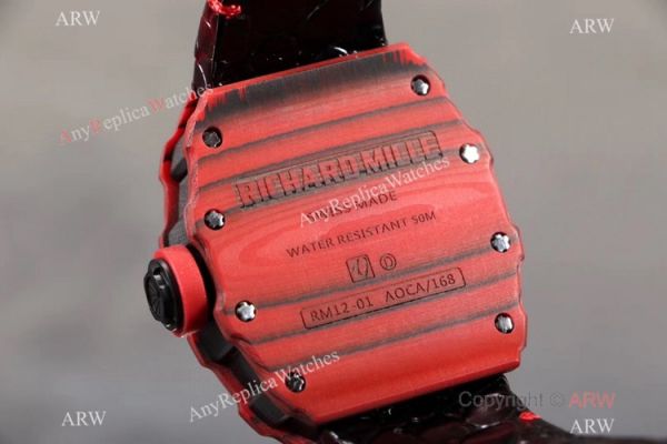 KV Factory 1:1 Richard Mille Tourbillon RM12-01 Red Quartz fiber Case Watch KV Factory 1:1 Richard Mille Tourbillon RM12-01 Red Quartz fiber Case Watch