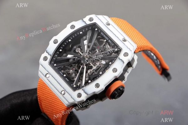 KV Factory Richard Mille RM 12-01 Tourbillon Watch Quartz fiber Case Orange Canvas Strap KV Factory Richard Mille RM 12-01 Tourbillon Watch Quartz fiber Case Orange Canvas Strap