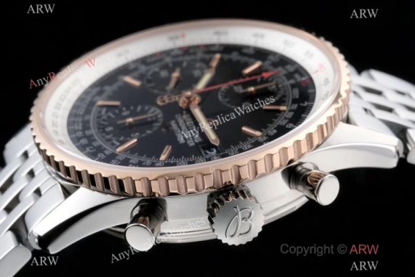 Swiss Grade Breitling Navitimer 1 Chronograph KOR A7750 Watch Rose Gold Bezel Black Dial Swiss Grade Breitling Navitimer 1 Chronograph KOR A7750 Watch Rose Gold Bezel Black Dial